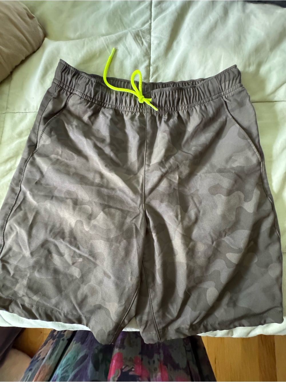 Boy’s Camouflage Swim Shorts with Neon Drawstring